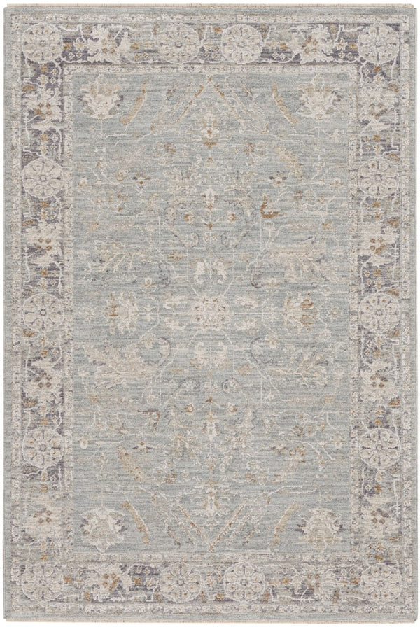 HomeRoots 10' Blue Floral Power Loom Distressed Rug - Vintage Charm for Hallways with Durable, Easy-Care Design 5' X 8' 569668