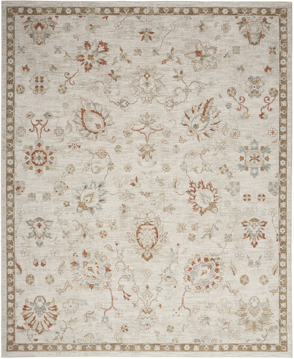 Homeroots 5' X 8' Ivory Floral Power Loom Distressed Area Rug  Polyester 569669