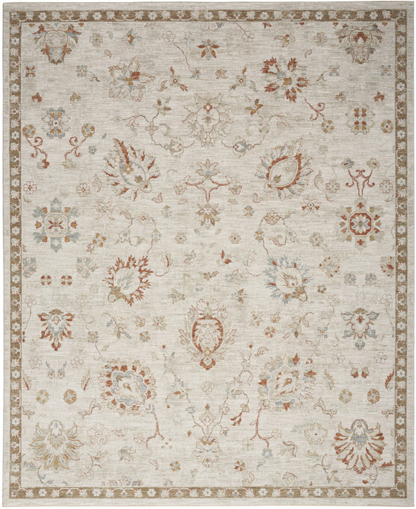Homeroots 5' X 8' Ivory Floral Power Loom Distressed Area Rug  Polyester 569669