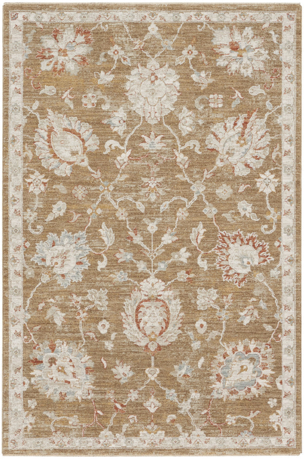 Homeroots 5' X 8' Brown Floral Power Loom Distressed Area Rug  Polyester 569670