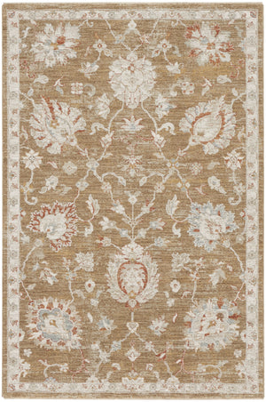 Homeroots 5' X 8' Brown Floral Power Loom Distressed Area Rug  Polyester 569670