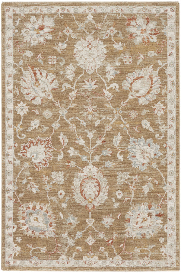 Homeroots 5' X 8' Brown Floral Power Loom Distressed Area Rug  Polyester 569670