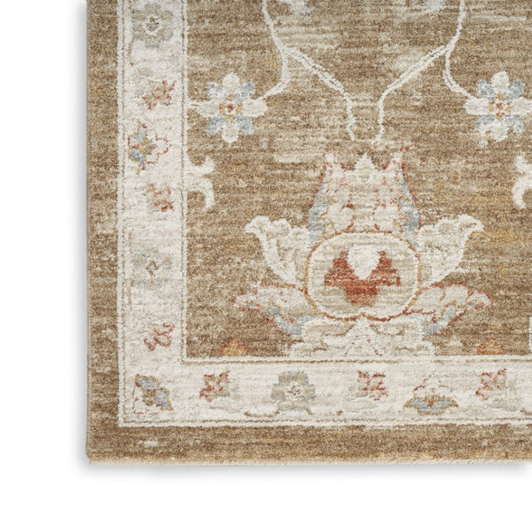 HomeRoots 10' Brown Floral Power Loomed Vintage-Inspired Runner Rug for Hallways and Entryways, Durable Charm 5' X 8' 569670