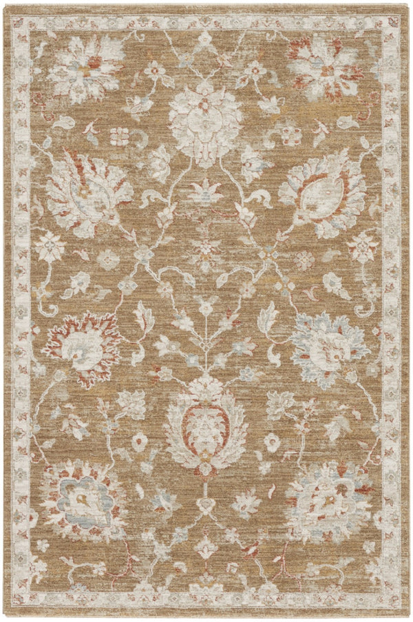 HomeRoots 10' Brown Floral Power Loomed Vintage-Inspired Runner Rug for Hallways and Entryways, Durable Charm 5' X 8' 569670