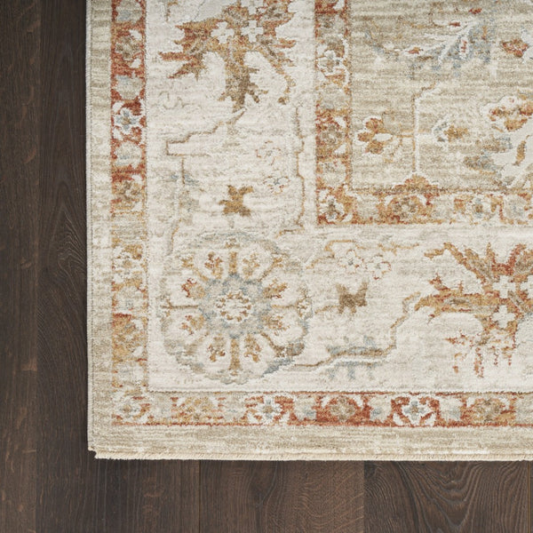 HomeRoots 5' Green Floral Power Loom Area Rug - Vintage Charm for Elegant Living Spaces, Durable & Easy Care 5' X 8' 569671