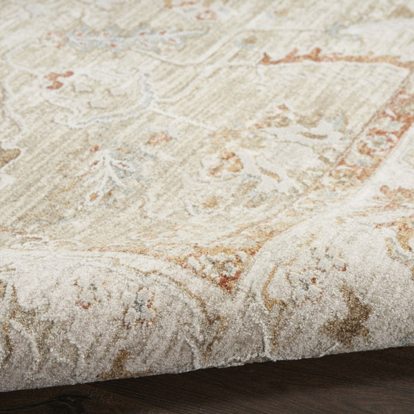 HomeRoots 5' Green Floral Power Loom Area Rug - Vintage Charm for Elegant Living Spaces, Durable & Easy Care 5' X 8' 569671