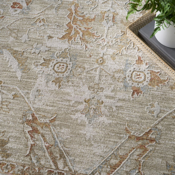 HomeRoots 5' Green Floral Power Loom Area Rug - Vintage Charm for Elegant Living Spaces, Durable & Easy Care 5' X 8' 569671