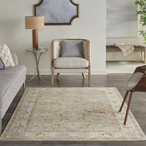 HomeRoots 5' Green Floral Power Loom Area Rug - Vintage Charm for Elegant Living Spaces, Durable & Easy Care 5' X 8' 569671