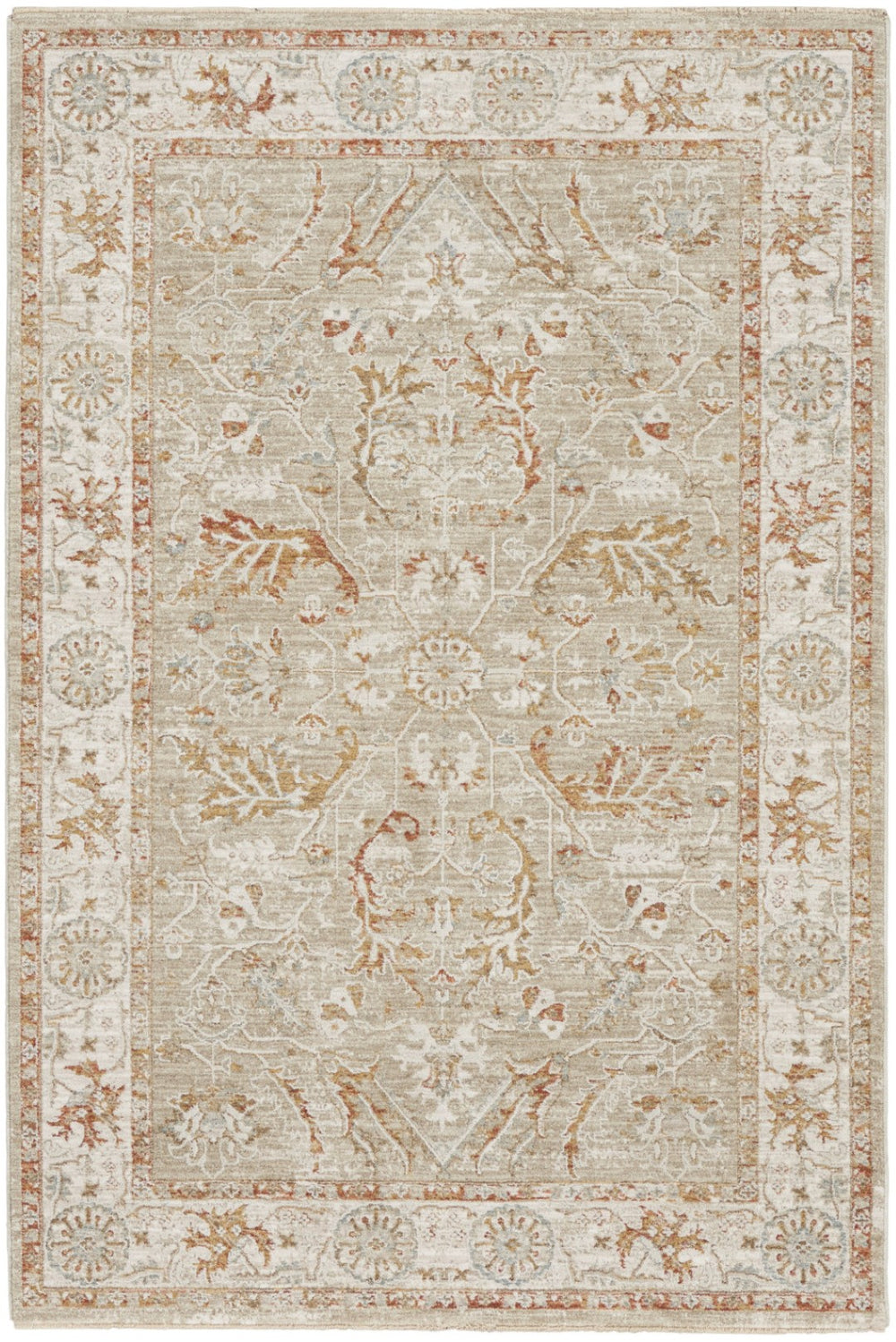 HomeRoots 5' Green Floral Power Loom Area Rug - Vintage Charm for Elegant Living Spaces, Durable & Easy Care 5' X 8' 569671