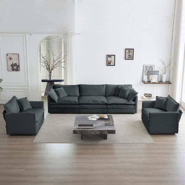 English Elm Sofa Set Of 3 - Modern Gray Chenille Living Room Sofa, Loveseat & Accent Chair For Comfort & Style W714S00981-GIGA