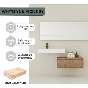 English Elm 30 Inch Wall-Mounted Bathroom Vanity With Resin Sink, Soft Close Drawer & Modern Oak Finish W999S00257