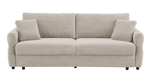 English Elm Haran Fabric Pull-out Sleeper with Storage and Toss Pillows — Queen-Size Convertible Sofa Bed with Sturdy Frame and Hidden Compartment Beige 93 L x 43 W x 26 H B2726P242394