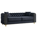 English Elm 86'' W Luxury Modern Tufted Sofa With 2 Piece s Of Toss Pillows For Living Room ,Bedroom,Black Color