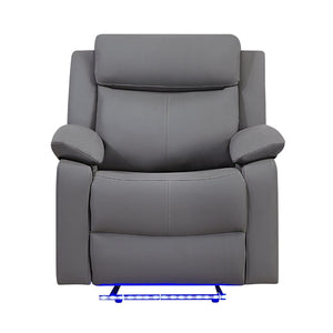 English Elm Blanche Manual Glider Recliner with Led Lighting Pillow Arms Media Room Lounge Grey B201P412062