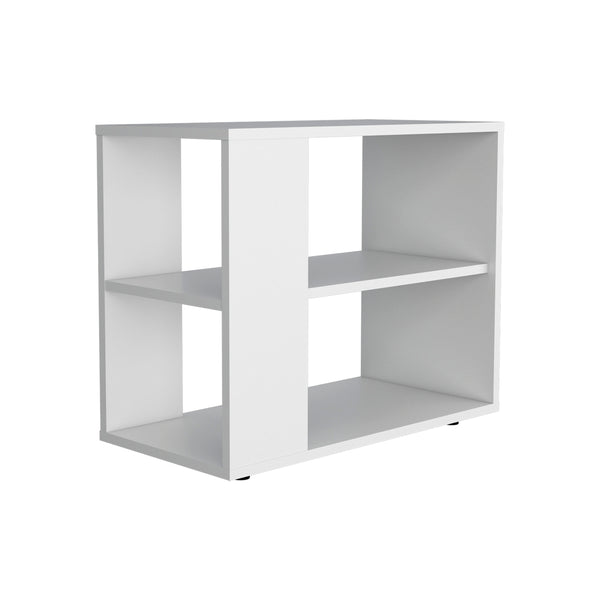 English Elm Rio Verde modern melamine side table with open shelf storage, compact accent piece for small spaces White 29.1 L x 16.9 W x 4.3 H B128P263719