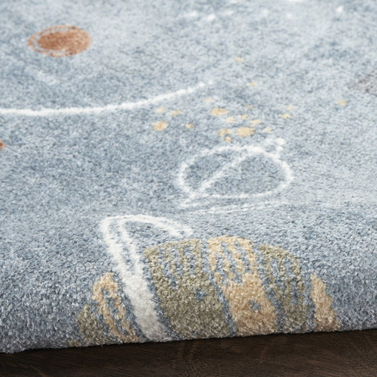 HomeRoots Blue Polyester Area Rug Low Pile Power Loomed for Living Room Bedroom or Dining 9' x 12' 569738