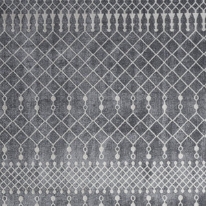 7 X 9 Blue Geometric Polyester Area Rug with Low Pile for Living Rooms and Entryways