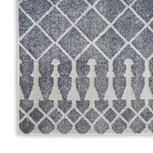 7 X 9 Blue Geometric Polyester Area Rug with Low Pile for Living Rooms and Entryways