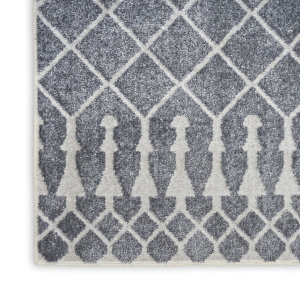 7 X 9 Blue Geometric Polyester Area Rug with Low Pile for Living Rooms and Entryways