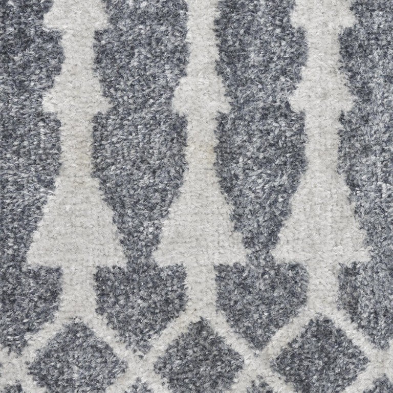 HomeRoots 8x10 Blue Geometric Bohemian Polyester Low Pile Area Rug for Living Rooms 569721