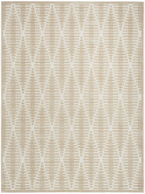 HomeRoots 7' Beige Geometric Area Rug - Modern Style, Low-Pile Comfort, Perfect for Any Room Decor, Easy Care 7' X 9' 569743