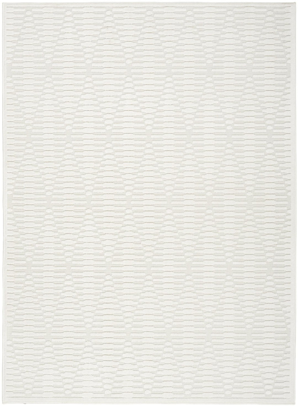 HomeRoots 7' Elegant Ivory Geometric Area Rug for Modern Spaces - Durable, Low Pile, Perfect for Any Room 7' X 9' 569744