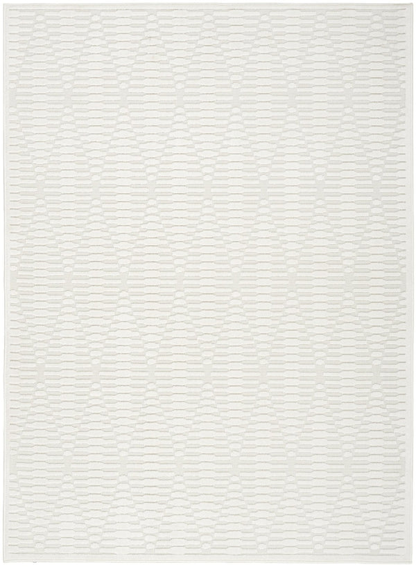 HomeRoots 7' Elegant Ivory Geometric Area Rug for Modern Spaces - Durable, Low Pile, Perfect for Any Room 7' X 9' 569744