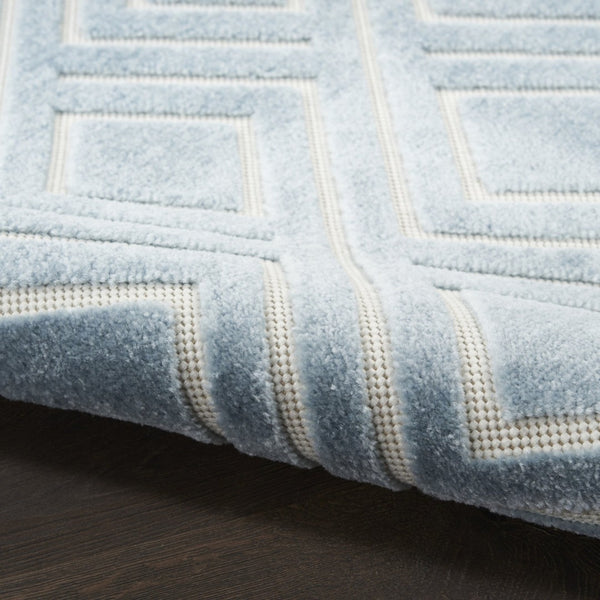 HomeRoots 8' Modern Blue Geometric Area Rug - Stylish, Durable, and Low-Pile Design for High-Traffic Spaces 8' X 10' 569751