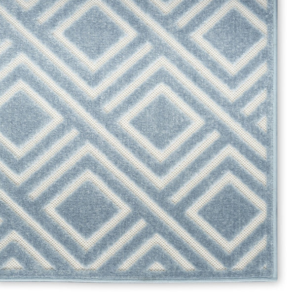 HomeRoots 8' Modern Blue Geometric Area Rug - Stylish, Durable, and Low-Pile Design for High-Traffic Spaces 8' X 10' 569751