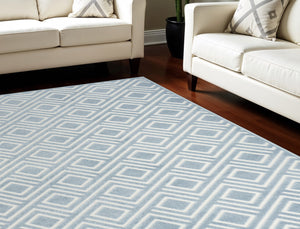 Homeroots 8' X 10' Blue Geometric Area Rug  Polypropylene 569751
