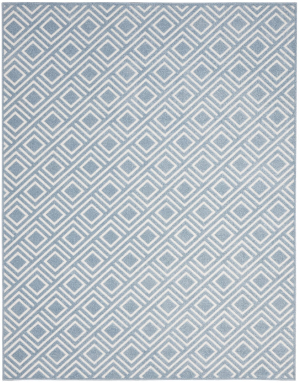 HomeRoots 8' Modern Blue Geometric Area Rug - Stylish, Durable, and Low-Pile Design for High-Traffic Spaces 8' X 10' 569751