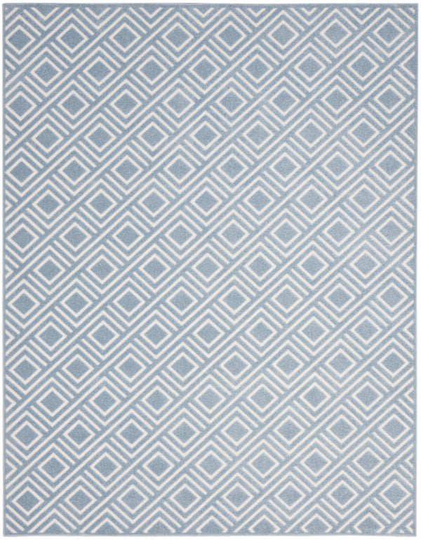 HomeRoots 8' Modern Blue Geometric Area Rug - Stylish, Durable, and Low-Pile Design for High-Traffic Spaces 8' X 10' 569751
