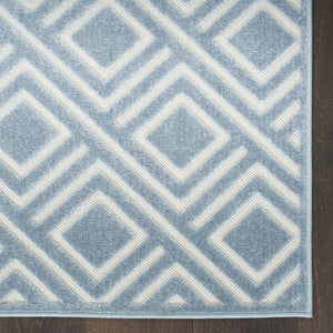 HomeRoots 8' Modern Blue Geometric Area Rug - Stylish, Durable, and Low-Pile Design for High-Traffic Spaces 8' X 10' 569751