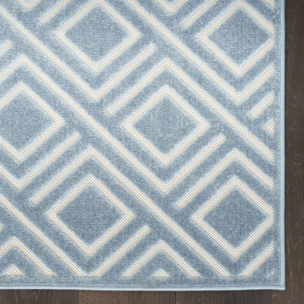 HomeRoots 8' Modern Blue Geometric Area Rug - Stylish, Durable, and Low-Pile Design for High-Traffic Spaces 8' X 10' 569751
