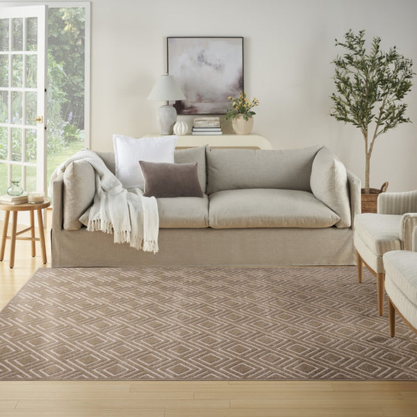 HomeRoots 8' Modern Brown Geometric Area Rug - Durable, Easy-Care Design for Living Rooms and Bedrooms 8' X 10' 569754