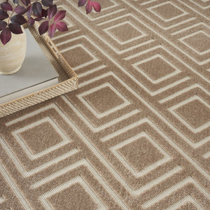HomeRoots 8' Modern Brown Geometric Area Rug - Durable, Easy-Care Design for Living Rooms and Bedrooms 8' X 10' 569754