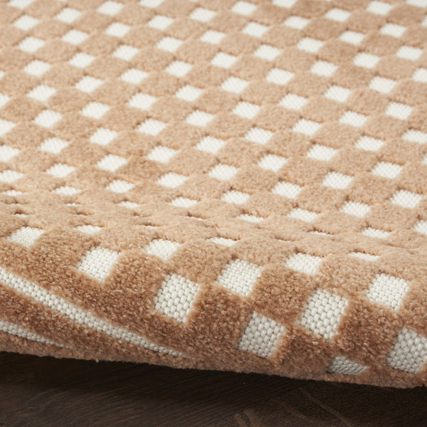 HomeRoots 8' Brown Geometric Area Rug - Modern Design for Living Spaces, Durable & Easy to Maintain, 0.25" Pile 8' X 10' 569755