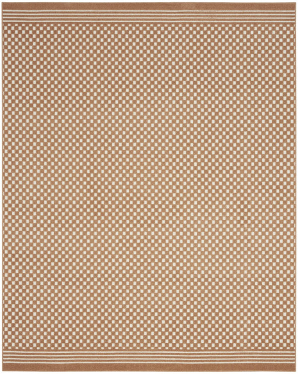 HomeRoots 8' Brown Geometric Area Rug - Modern Design for Living Spaces, Durable & Easy to Maintain, 0.25" Pile 8' X 10' 569755