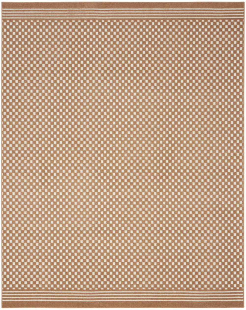 HomeRoots 8' Brown Geometric Area Rug - Modern Design for Living Spaces, Durable & Easy to Maintain, 0.25" Pile 8' X 10' 569755