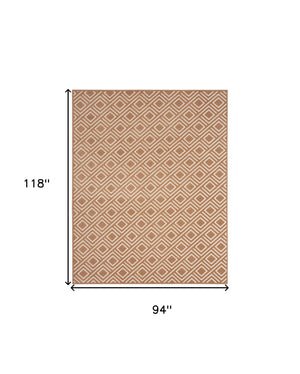Homeroots 8' X 10' Brown Geometric Area Rug  Polypropylene 569756