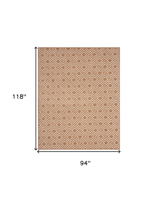 Homeroots 8' X 10' Brown Geometric Area Rug  Polypropylene 569756