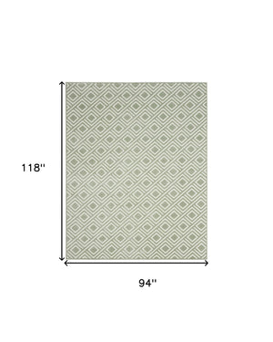 Homeroots 8' X 10' Green Geometric Area Rug  Polypropylene 569758