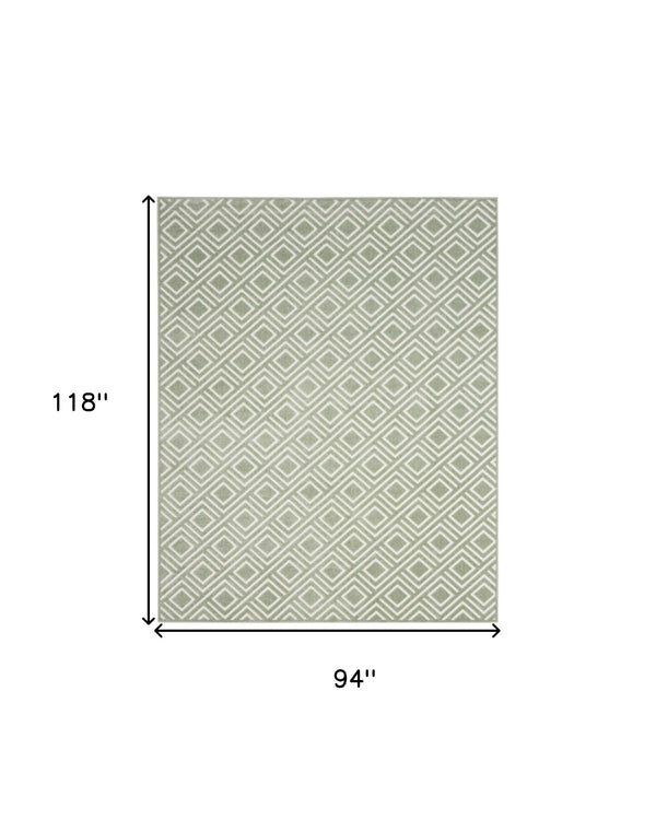Homeroots 8' X 10' Green Geometric Area Rug  Polypropylene 569758