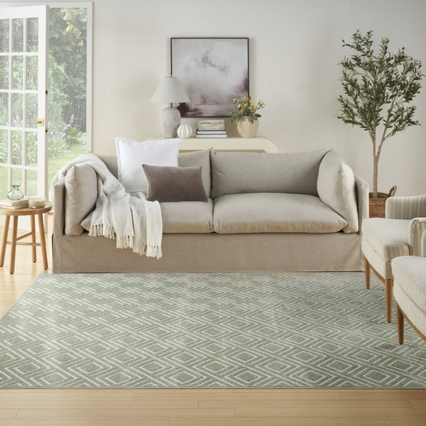 HomeRoots 8' Modern Green Geometric Area Rug - Stylish Contemporary Design for Living Rooms and Entryways 8' X 10' 569758