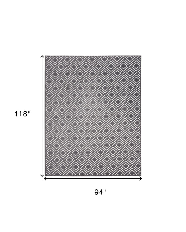 Homeroots 8' X 10' Gray Geometric Area Rug  Polypropylene 569761