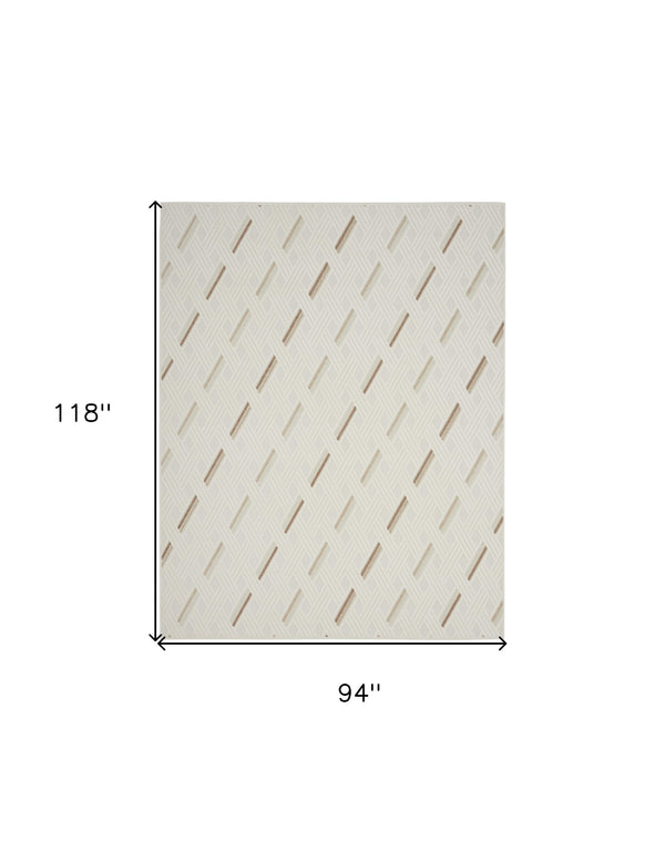 Homeroots 8' X 10' Ivory Geometric Area Rug  Polypropylene 569763