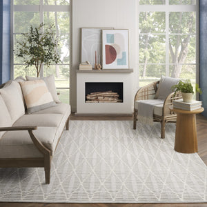 HomeRoots 8' Elegant Ivory Geometric Area Rug - Modern Design for High-Traffic Spaces, Easy Care & Style 8' X 10' 569764