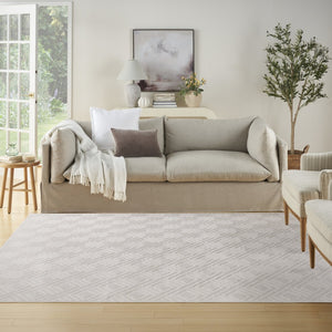 HomeRoots 8' Modern Ivory Geometric Area Rug - Stylish Low-Pile Design for Living Room & High-Traffic Spaces 8' X 10' 569765