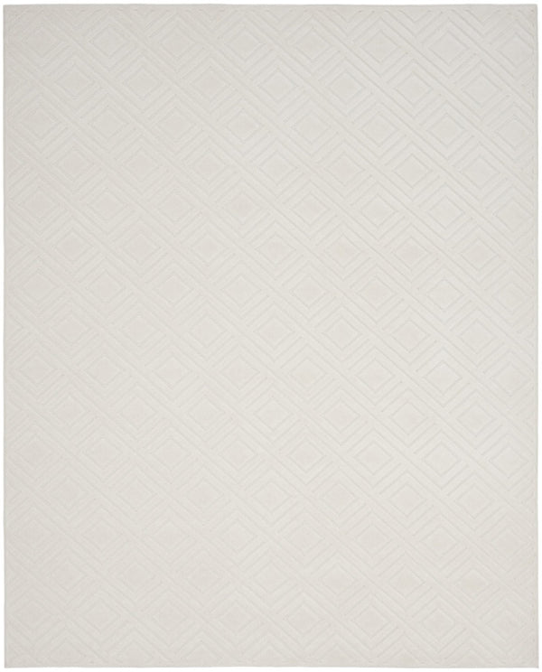 HomeRoots 8' Modern Ivory Geometric Area Rug - Stylish Low-Pile Design for Living Room & High-Traffic Spaces 8' X 10' 569765