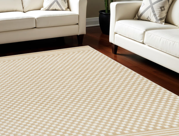 Homeroots 8' X 10' Tan Geometric Area Rug  Polypropylene 569771